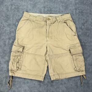 VTG Y2K No Boundaries beige streetwear skater drawstring cargo shorts mens 34